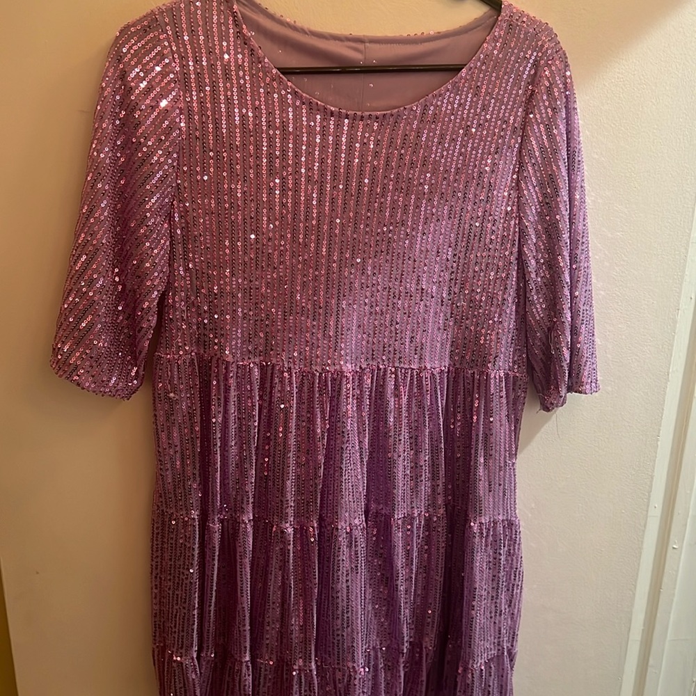 Purple sparkly swing dress